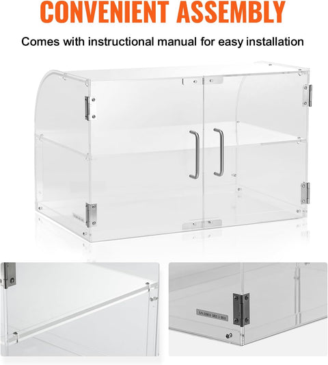 VEVOR Pastry Display Case, 2 - Tier Commercial Countertop Bakery Display Case, Acrylic Display Box with Rear Door Access & Removable Shelves, Keep Fresh for Donut Bagels Cake Cookie, - with | Sold by Uncle Wiener's Wholesale