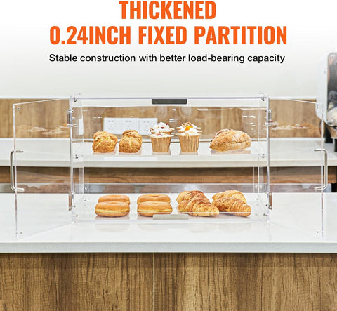 VEVOR Pastry Display Case, 2 - Tier Commercial Countertop Bakery Display Case, Acrylic Display Box with Rear Door Access & Removable Shelves, Keep Fresh for Donut Bagels Cake Cookie, - with | Sold by Uncle Wiener's Wholesale