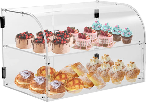 VEVOR Pastry Display Case, 2 - Tier Commercial Countertop Bakery Display Case, Acrylic Display Box with Rear Door Access & Removable Shelves, Keep Fresh for Donut Bagels Cake Cookie, - with | Sold by Uncle Wiener's Wholesale