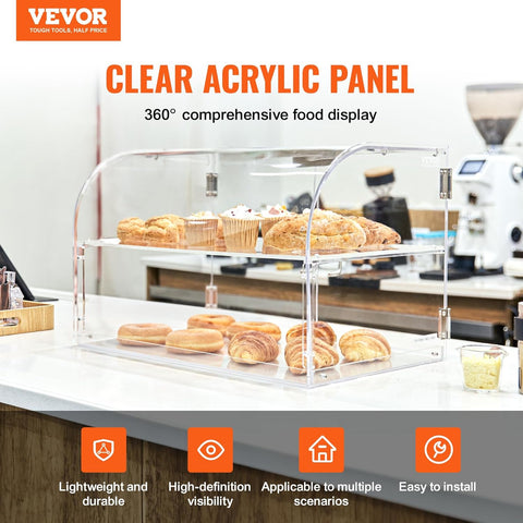 VEVOR Pastry Display Case, 2 - Tier Commercial Countertop Bakery Display Case, Acrylic Display Box with Rear Door Access & Removable Shelves, Keep Fresh for Donut Bagels Cake Cookie, - with | Sold by Uncle Wiener's Wholesale