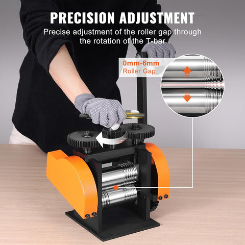 VEVOR Rolling Mill, 1.77"/45 mm Jewelry Rolling Mill Machine, 1: 2.4 Gear Ratio, 3 - in - 1 Multi - Function Rolling Mill, 0 - 6 mm Press Thickness for Metal Jewelry Making Sheet Square Wire Semicircle - with | Sold by Uncle Wiener's Wholesale