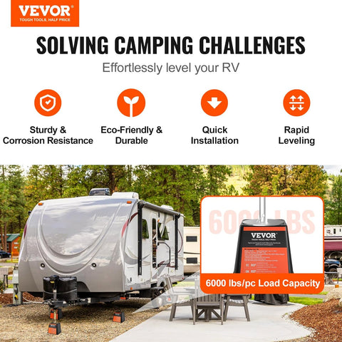 VEVOR Trailer Jack Block, 6000 lbs Capacity per RV Leveling Block, Polypropylene RV Camper Stabilizer Blocks, RV Travel Accessories Use for Any Tongue Jack, Post, Foot, 5th Wheels, 4 - Pack - with Black | Sold by Uncle Wiener's Wholesale