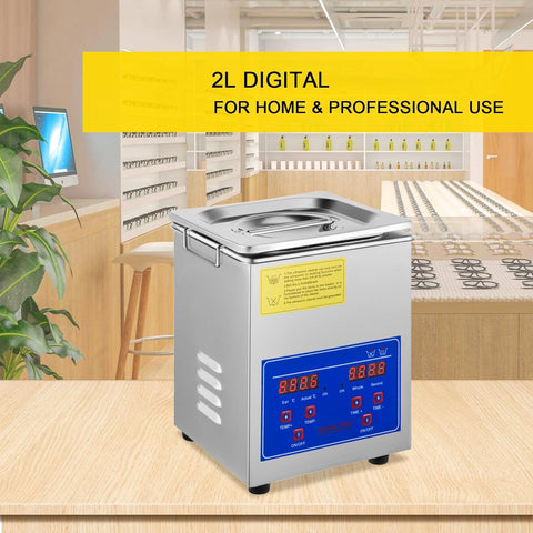 VEVOR Ultrasonic Cleaner 2L, Jewelry Cleaner with Heater Timer 60W, Lab Ultrasonic Cleaner with Digital Timer Large Capacity, Professional Stainless Steel for Cleaning Eyeglasses Rings - with | Sold by Uncle Wiener's Wholesale