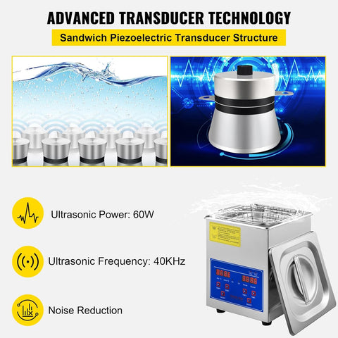 VEVOR Ultrasonic Cleaner 2L, Jewelry Cleaner with Heater Timer 60W, Lab Ultrasonic Cleaner with Digital Timer Large Capacity, Professional Stainless Steel for Cleaning Eyeglasses Rings - with | Sold by Uncle Wiener's Wholesale