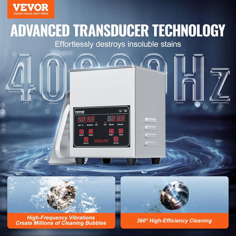 VEVOR Ultrasonic Cleaning, 1.3L Professional 60W Cleaning Machine with Timer & Heater, 40kHz Digital Ultrasonic Parts Cleaner with Basket for Watch Glasses Jewelry Retainer Industrial Parts Tools - with | Sold by Uncle Wiener's Wholesale