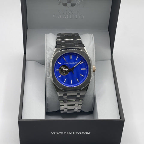 Vince Camuto VC1156BLSV Men's Stainless Steel Blue Dial Automatic Watch NEW - with | Sold by Uncle Wiener's Wholesale