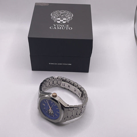 Vince Camuto VC1156BLSV Men's Stainless Steel Blue Dial Automatic Watch NEW - with | Sold by Uncle Wiener's Wholesale