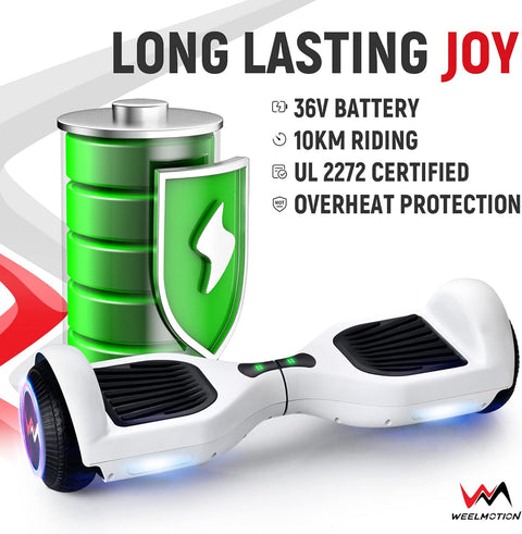 WEELMOTION Hoverboard with Music Speaker and LED Front Lights All Terrain 6.5" UL 2272 Certified Hoverboard with complimentary hover board bag, Two - Wheel Self Balancing scooter with Range up to 10 kms - with | Sold by Uncle Wiener's Wholesale
