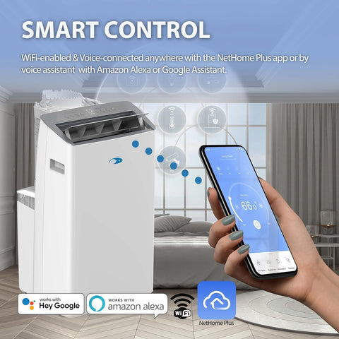 Whynter Inverter Portable Air Conditioner 14,000 BTU with Dual Hose, Dehumidifier, Cooling Fan & Smart Wi - Fi for 600 Sq Ft Rooms, NEX ARC - 1230WN (12,000 SACC), White - with | Sold by Uncle Wiener's Wholesale