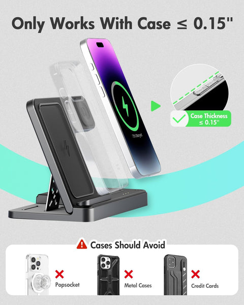 Wireless Charger iPhone Charging Station: 3 in 1 Charger Stand Multiple Devices for Apple - iPhone 16e 16 15 14 Pro Max 13 12 11 - Watch 10 9 8 7 6 5 4 3 2 SE and Ultra Series - Airpods 4 3 2 Pro - with | Sold by Uncle Wiener's Wholesale