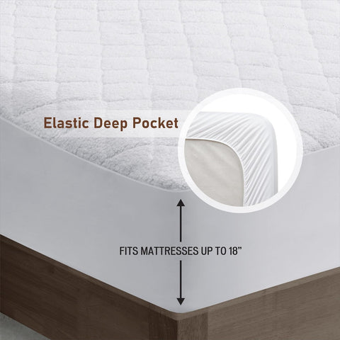 Woolrich Heated Mattress Pad Twin XL - Sherpa Electric Mattress Topper, Auto Shut Off, 5 Heat Levels Controller, Deep Elastic Pocket Up to 17" Mattress, UL Certified, Machine Washable, Twin XL White - with White | Sold by Uncle Wiener's Wholesale