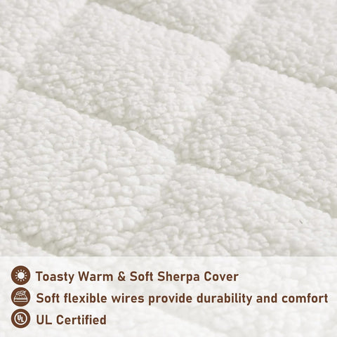Woolrich Heated Mattress Pad Twin XL - Sherpa Electric Mattress Topper, Auto Shut Off, 5 Heat Levels Controller, Deep Elastic Pocket Up to 17" Mattress, UL Certified, Machine Washable, Twin XL White - with White | Sold by Uncle Wiener's Wholesale