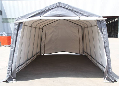 12×20×9 FT PVC Storage Building – Front View Open