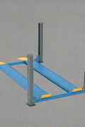 Blue 4-post car lift in a workshop setting

Top-down view of the HFL4065E vehicle lift

Vehicle raised on blue 4-post lift

Hydraulic-powered truck lift hoist

Portable heavy-duty automotive lift with ramps