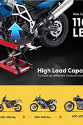 1100 LBS Motorcycle Lift ATV Scissor Jack – Wide Deck Crank Stand | Model 250522A - with | Sold by Uncle Wiener's Wholesale