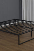 14 inch black steel platform bed frame with open underbed space