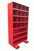 19 - Drawer Heavy - Duty Bolt Bin Cabinet with Forklift Pockets – Available in Black or Red - with Red | Sold by Uncle Wiener's Wholesale