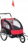2 - in - 1 Bike Trailer & Jogger Stroller for 2 Kids – Baby Carrier with Canopy, Safety Harness, Storage – Model BT0003 - with | Sold by Uncle Wiener's Wholesale