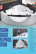 Luxury 2-person corner whirlpool bathtub with LED lighting, dual headrests, and hydrotherapy jets