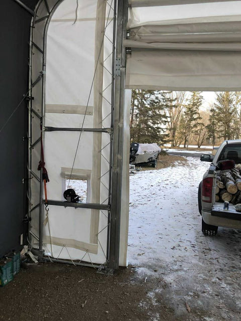 20' Double Truss Fabric Shelter – Heavy - Duty PVC Industrial Storage Tent - Portable Double Truss Storage Shelter with REPLACMEMT MAIN BODY COVER 20X56 14.5 OZ PVC | Sold by Uncle Wiener's Wholesale