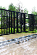 20 FT Galvanized Steel Farm Driveway Gate with Black Powder-Coated Finish – TM18NCC