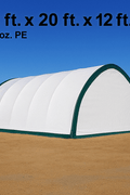 PVC truss building set up on gravel industrial lot