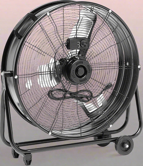 24 Inch High Velocity Industrial Drum Fan Front View