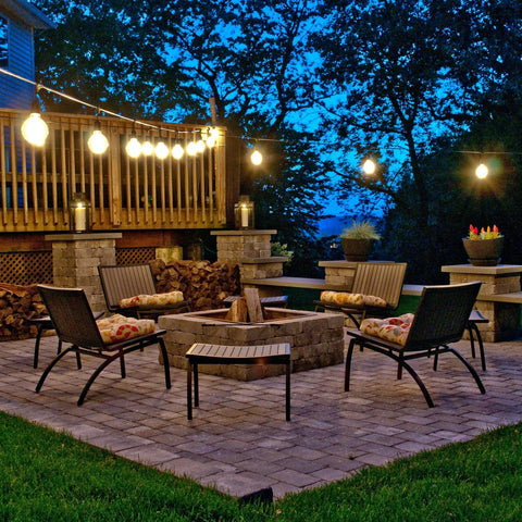 24FT Outdoor String Lights with 18 Bulbs – Wedding, Patio, Bistro & Garden Lighting 7219WL - with | Sold by Uncle Wiener's Wholesale