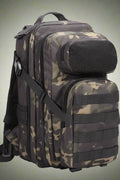 25L Tactical MOLLE Backpack in Woodlands Camo – Front View
Compact OD Green MOLLE Backpack – Side Storage View
Black Camo MOLLE Pack with Front Pouch and Bottle Holder
A-TACS Tactical Pack – Rear Strap Design and Padding