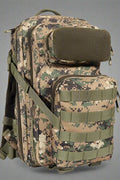 25L Tactical MOLLE Backpack in Woodlands Camo – Front View
Compact OD Green MOLLE Backpack – Side Storage View
Black Camo MOLLE Pack with Front Pouch and Bottle Holder
A-TACS Tactical Pack – Rear Strap Design and Padding