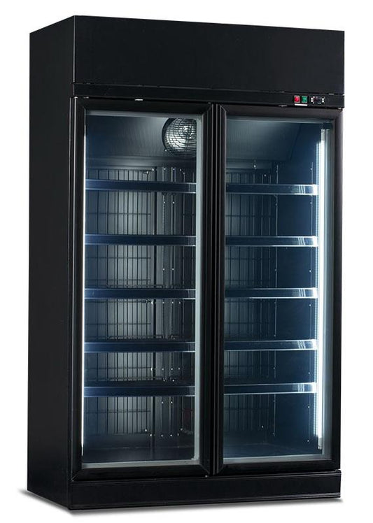 NEW 2 DOOR BLACK MERCHANDISER FREEZER