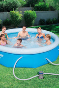 Bestway Fast Set 10ft inflatable pool with pump
Family swimming in Bestway 15ft round pool
Easy setup inflatable backyard pool by Bestway
Bestway 57269 10 ft x 30 inch pool above ground
Bestway 57315 15 ft x 33 inch round pool with filter pump