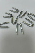 30-pound box of galvanized U-nail fence staples for wood posts
Heavy-duty wire fence staples with hot-dipped galvanized finish
Close-up of sharp tip U-shaped fencing nails for farm use
Fence hardware staples bulk packaging for wire and netting