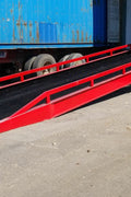 Side profile of dock ramp with steel guardrails