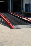 Warehouse dock ramp aligned with semi truck