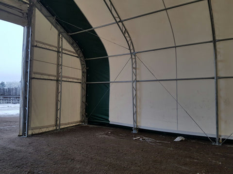 40′ WIDE DOUBLE TRUSS STORAGE BUILDINGS - with Standard 40X60X23 14.5 OZ PVC | Sold by Uncle Wiener's Wholesale