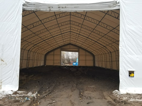 50′ WIDE DOUBLE TRUSS STORAGE BUILDINGS - with Standard 50X80X23 26.5 Oz PVC Cover | Sold by Uncle Wiener's Wholesale