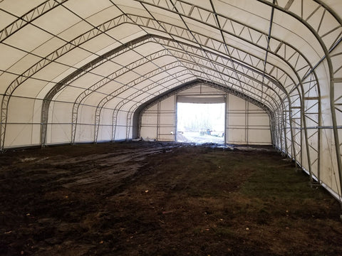 50′ WIDE DOUBLE TRUSS STORAGE BUILDINGS - with Standard 50X80X23 26.5 Oz PVC Cover | Sold by Uncle Wiener's Wholesale