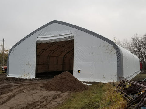 50′ WIDE DOUBLE TRUSS STORAGE BUILDINGS - with Standard 50X80X23 26.5 Oz PVC Cover | Sold by Uncle Wiener's Wholesale