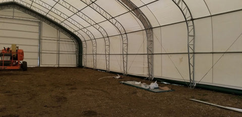 50′ WIDE DOUBLE TRUSS STORAGE BUILDINGS - with Standard 50X80X23 26.5 Oz PVC Cover | Sold by Uncle Wiener's Wholesale