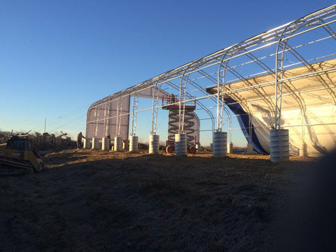 50′ WIDE DOUBLE TRUSS STORAGE BUILDINGS - with Standard 50X80X23 26.5 Oz PVC Cover | Sold by Uncle Wiener's Wholesale