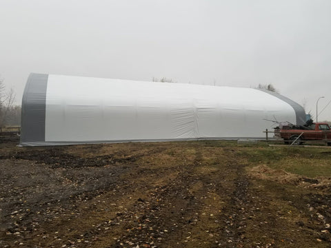 50′ WIDE DOUBLE TRUSS STORAGE BUILDINGS - with Standard 50X80X23 26.5 Oz PVC Cover | Sold by Uncle Wiener's Wholesale