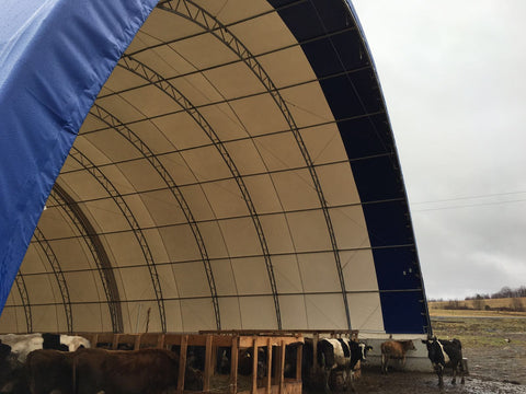 50′ WIDE DOUBLE TRUSS STORAGE BUILDINGS - with Standard 50X80X23 26.5 Oz PVC Cover | Sold by Uncle Wiener's Wholesale