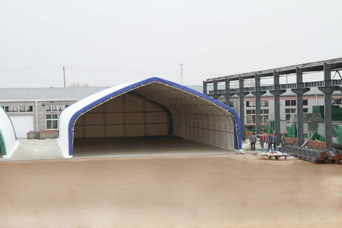 50′ WIDE DOUBLE TRUSS STORAGE BUILDINGS - with Standard 50X80X23 26.5 Oz PVC Cover | Sold by Uncle Wiener's Wholesale