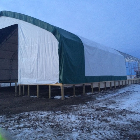 50′ WIDE DOUBLE TRUSS STORAGE BUILDINGS - with Standard 50X80X23 26.5 Oz PVC Cover | Sold by Uncle Wiener's Wholesale