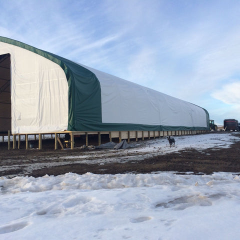 50′ WIDE DOUBLE TRUSS STORAGE BUILDINGS - with Standard 50X80X23 26.5 Oz PVC Cover | Sold by Uncle Wiener's Wholesale