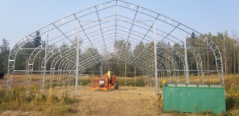 50′ WIDE DOUBLE TRUSS STORAGE BUILDINGS - with Standard 50X80X23 26.5 Oz PVC Cover | Sold by Uncle Wiener's Wholesale