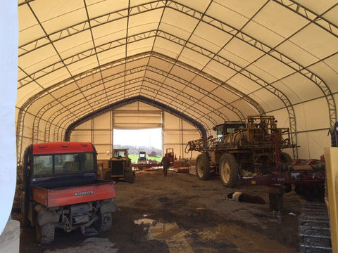 50′ WIDE DOUBLE TRUSS STORAGE BUILDINGS - with Standard 50X80X23 26.5 Oz PVC Cover | Sold by Uncle Wiener's Wholesale