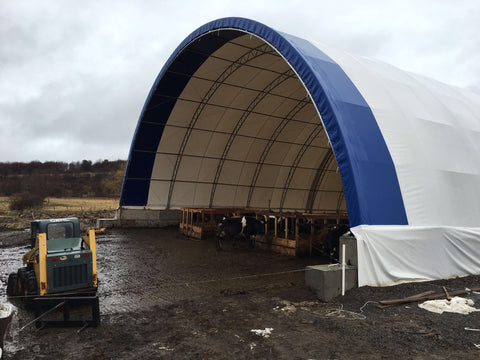 50′ WIDE DOUBLE TRUSS STORAGE BUILDINGS - with Standard 50X80X23 26.5 Oz PVC Cover | Sold by Uncle Wiener's Wholesale