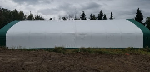 50′ WIDE DOUBLE TRUSS STORAGE BUILDINGS - with Standard 50X80X23 26.5 Oz PVC Cover | Sold by Uncle Wiener's Wholesale